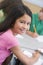 Female pupil in elementary school classroom