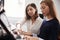 Female Pupil With Teacher Playing Piano In Music Lesson