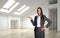 Female Realty Agent Inside an Architectural Room