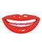 Female red smile icon, laughing positive shiny lips