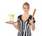 Female referee with beer and baseball bat