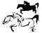 Female rider - jumping horse side view vector
