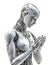 Female robot with a slight-smile hands holding and expressive facial expressions. Ai-Generated