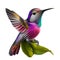 Female Ruby-throated Hummingbird, Nymphalidae, in front of white background AI generated