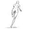 Female runner figure sketch. From behind. Vector