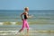 Female running on the beach