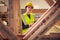 Female Safety Inspector With Digital Tablet At Construction Site