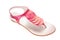 Female sandals has pearly luster, pink flip-flops is on white