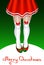 Female Santa Claus with slender legs in stockings