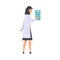 Female Scientist in White Coat Doing Scientific Researches in Science Laboratory Vector Illustration on White Background