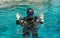 Female Scuba Diver shows double OK sign