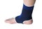 Female senior with ankle support