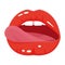 Female shiny red lips with tongue icon