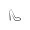 Female shoe with high heel. Elegant black slipper with spike heel on while background. Vector illustration.