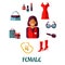 Female shopping flat icons