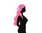 Female silhouette isolated. Beautifful woman with long hair in profile. Figure of girl side view. Vector illustration
