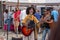 Female singer performance on the street market in the El Pilar de Mola village