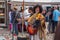 Female singer performance on the street market in the El Pilar de Mola village