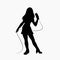 Female Singer Silhouette Holding a Microphone on White Background vector