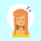 Female Sleeping Emotion Profile Icon, Woman Cartoon Portrait Happy Smiling Face