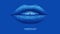 Female smile. Female mouth. Isolated polygonal lips on blue background