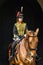 Female soldier of King`s Troop Royal Horse Artillery on mounted guard duty