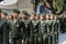 Female soldiers of the Brazilian army parading