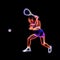 Female Squash Player Neon Glow Illustration Clipart