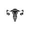 Female sterilization black glyph icon. Tubal ligation. Permanent contraception and birth control. Pictogram for web page