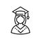 Female student - line design single isolated icon