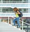 Female student walking on campus