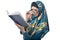 Female Student Wearing Hijab Reading a Book