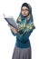 Female Student Wearing Hijab Reading a Book