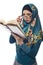 Female Student Wearing Hijab Reading a Book