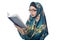 Female Student Wearing Hijab Reading a Book