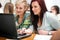 Female students using a laptop