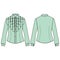 Female summer blouse pastel mint color. Women\'s classic business shirt with long sleeves and shirt front.