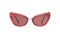 Female Sunglasses coral plastic vintage isolated on white background. Summer womens sun eye glasses top view mockup