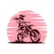 Female sunset motocross vector design illustration