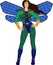 Female superhero with solar panels wings.