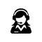 Female support service / customer care / administrator silhouette icon.