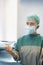 Female surgeon in scrubs at hospital