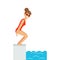 Female swimmer jumping in swimming pool, active sport lifestyle vector Illustration