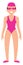 Female swimmer in pink swimming suit character vector illustration on a