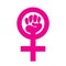 Female symbol fist with a white background