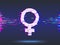 Female symbol.glitch design,neon icon, abstract background