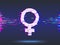 Female symbol.glitch design,neon icon, abstract background vector