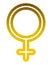 Female symbol icon - golden thin rounded outlined gradient, isolated - vector