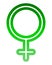 Female symbol icon - green thin rounded outlined gradient, isolated - vector