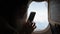 Female taking a photo with smartphone on plane.Holiday travel and journey concept ideas